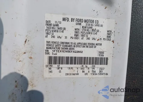 2014 Ford F150 Super Cab z USA, uszkodzony, nr VIN 1FTEX1EM5EFA22602